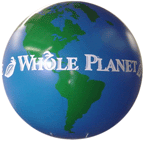 10' Giant round globe balloon, 10' advertising globe balloons with 1 color to full color decoration. Click here for pictures descriptions and prices.